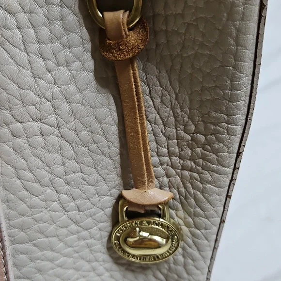 Dooney and Bourke Cream and Tan Pebble Leather Tote Bag - Picture 3 of 12
